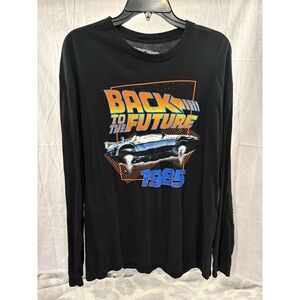 Y2K Back To The Future 1985 Delorean Long Sleeve Graphic T Shirt Adult XL Black